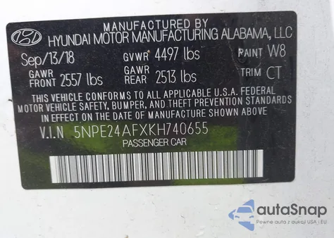 2019 Hyundai Sonata Se from USA, damaged, VIN 5NPE24AFXKH740655